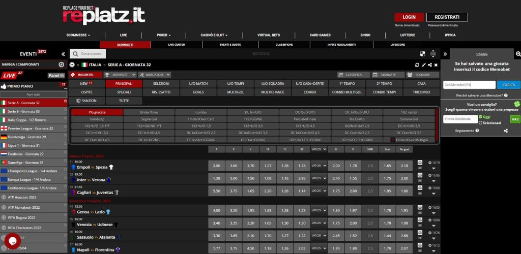 Replatz Scommesse — palinsesto sportivo con quote in tempo reale
