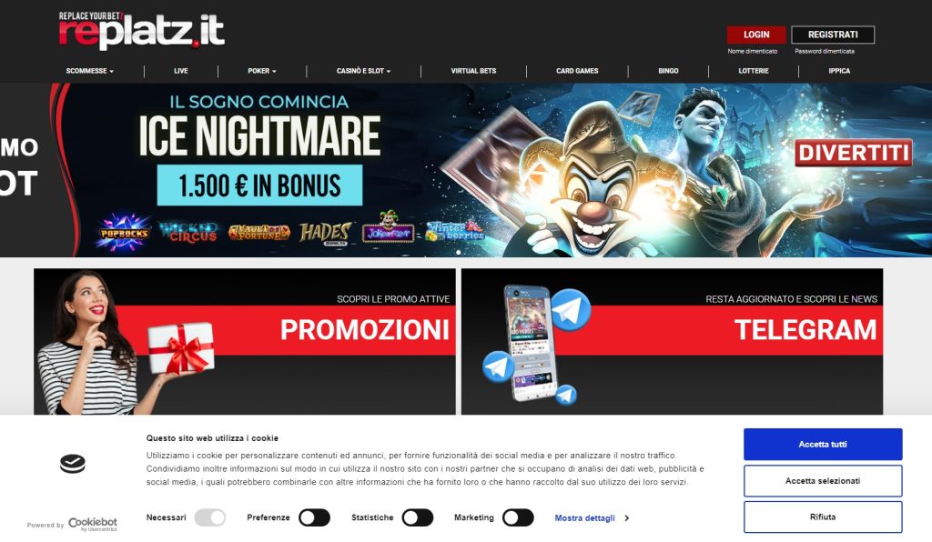 Replatz — homepage con promozioni attive e calendario settimanale