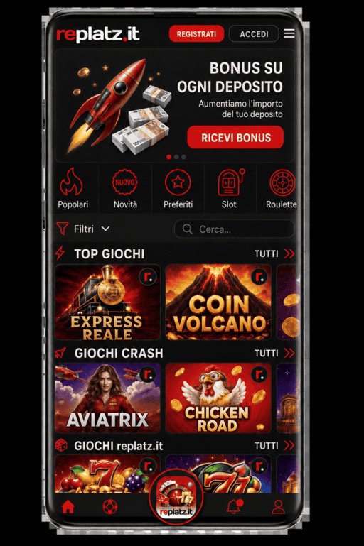 Replatz — Menu navigazione e promozioni